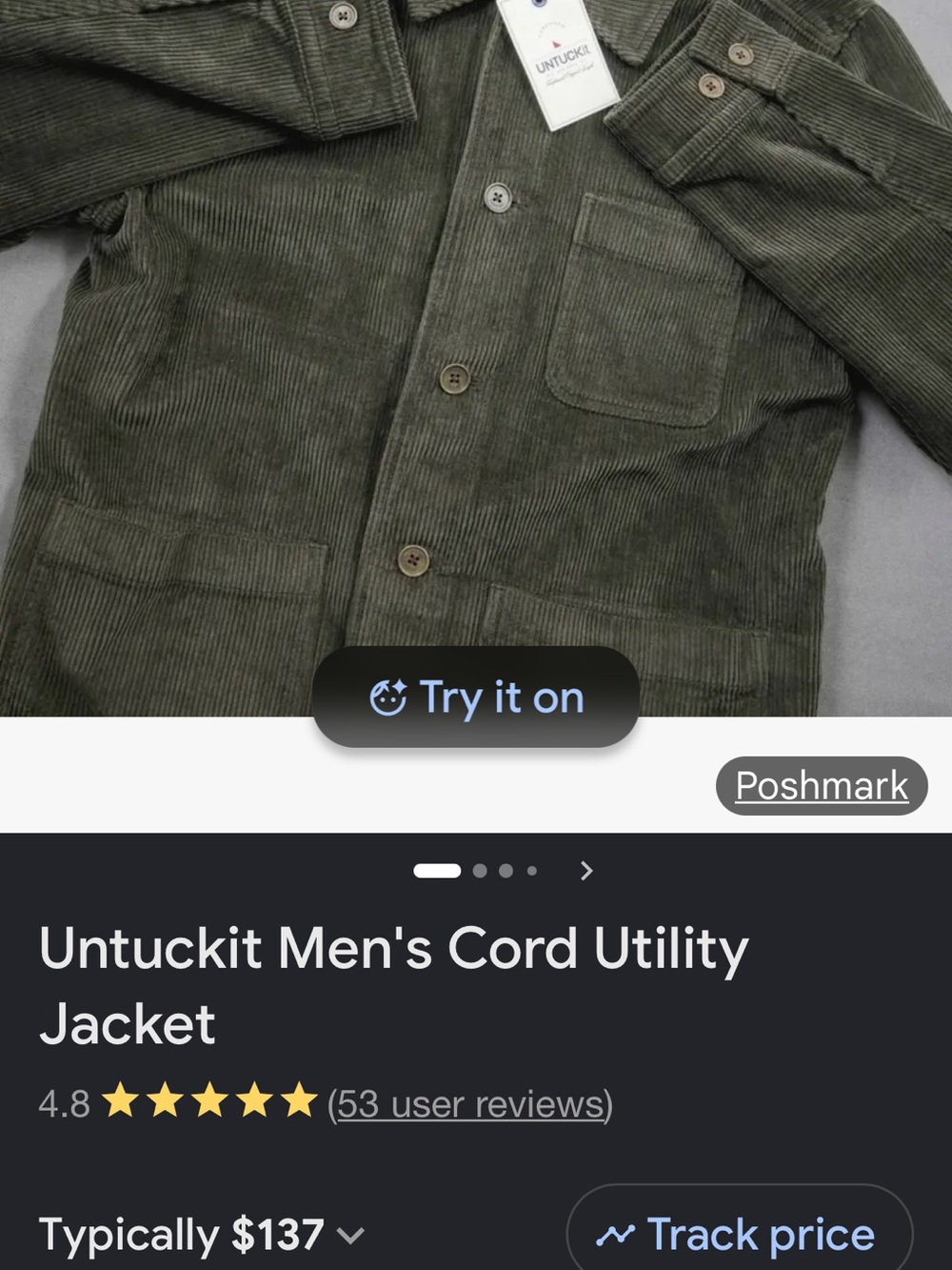 UNTUCKit Men's Corduroy Button Jacket in Olive